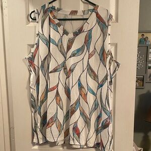 Multicolor Leaf Pattern Sleeveless Top